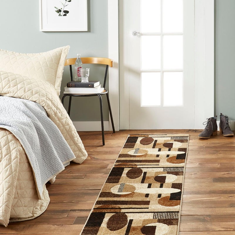 Home Dynamix Tribeca Jasmine Modern Runner Rug, Abstract Brown/Beige 1'9"x7'2" - Image 2